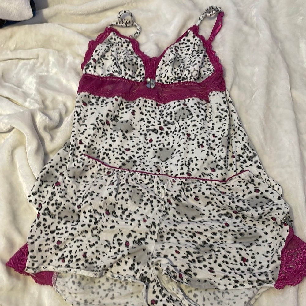 White and Pink Spot PJ Set